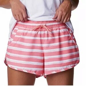 Columbia Women’s Bogata Bay Stretch UPF 50 Print Shorts Size XXL Coral Stripe